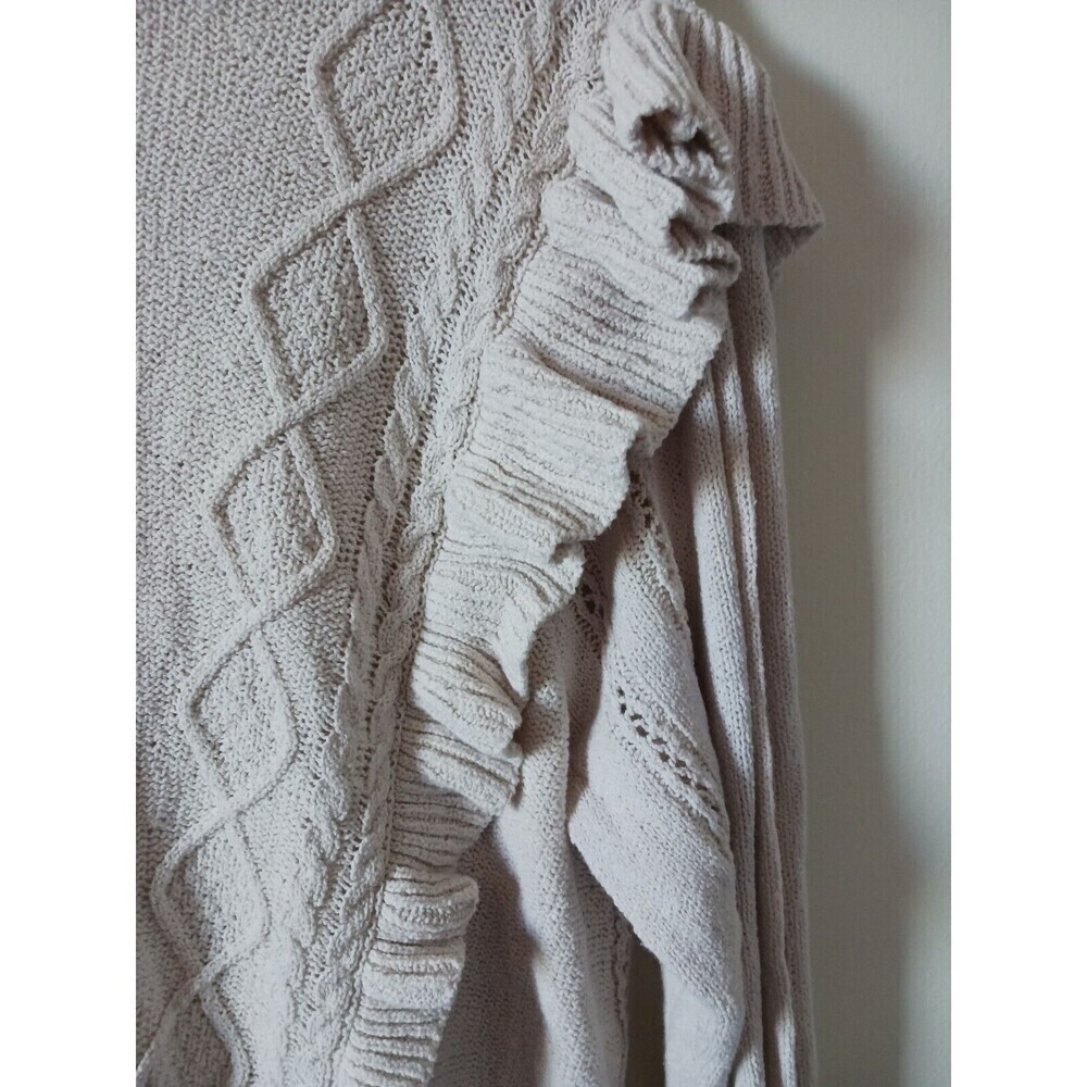Express Cream Ruffle Cable Knit Sweater - Picture 4 of 8